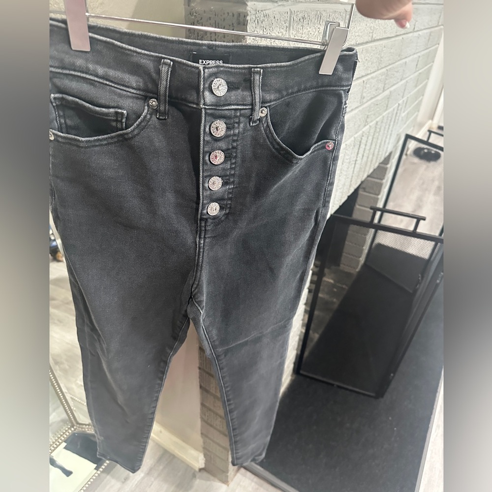 Express Women's Charcoal High Rise Jeans